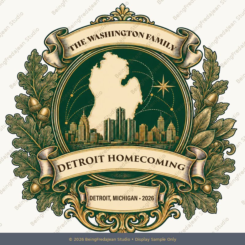 Detroit Homecoming Michigan Mitten family reunion shirt design with full text and family details.