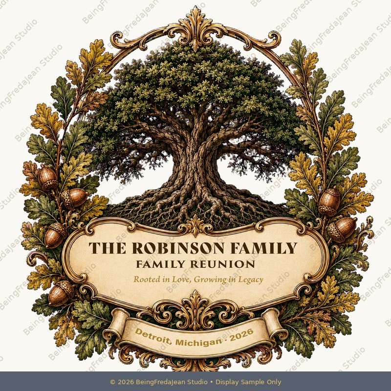 Robinson Family Legacy reunion shirt design with full family name text and heritage crest details.