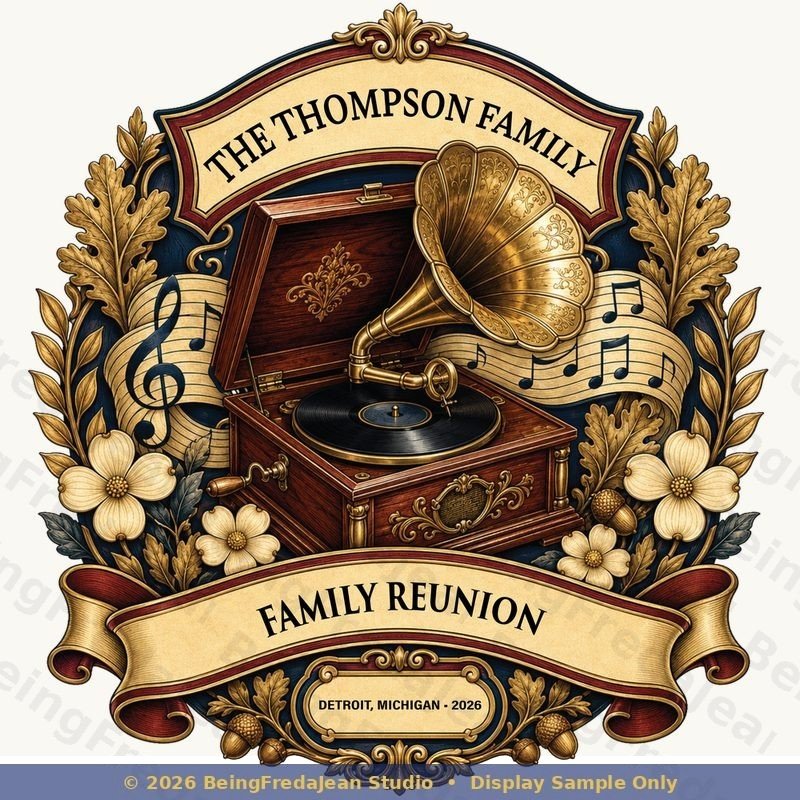 Thompson Heritage Family Crest reunion shirt design showing the full artwork with family name and details.