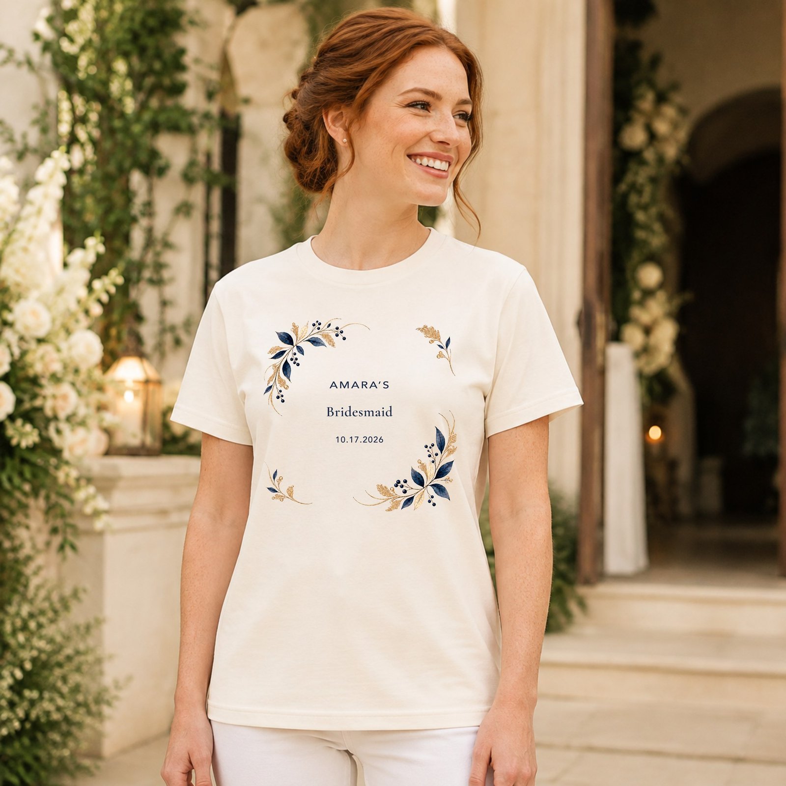 Bridesmaid shirt on natural garment