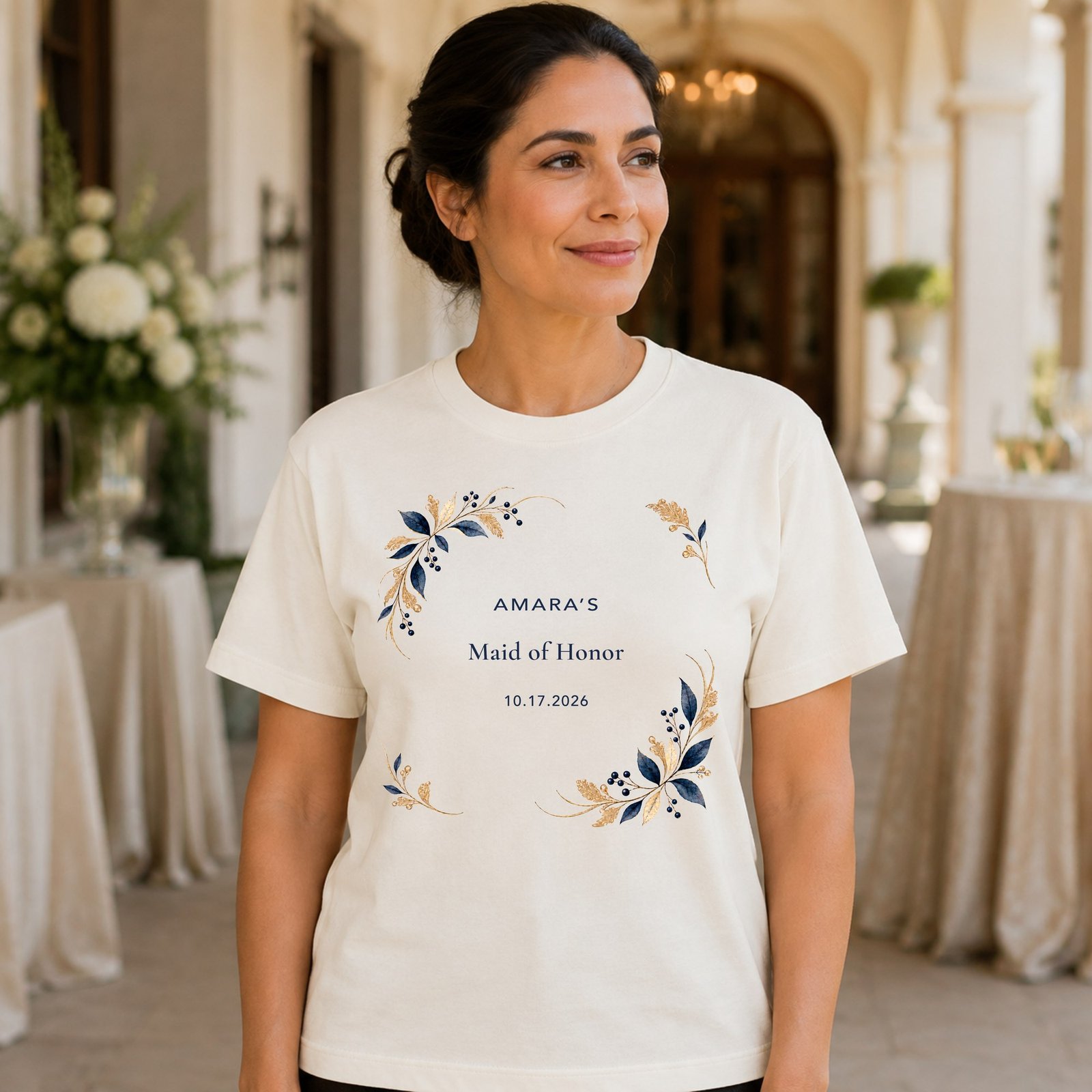 Maid of Honor shirt on natural garment
